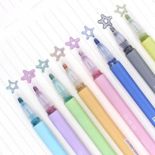 8 Colors Highlighter Double Line Outline Draw Marker Fluorescent Pen S_1